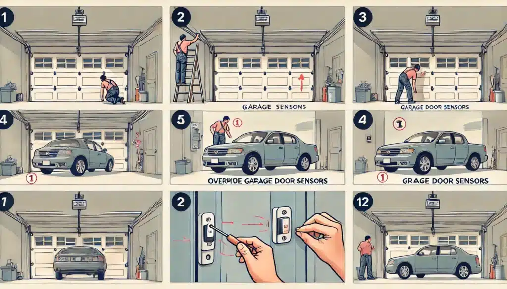how to override garage door sensors